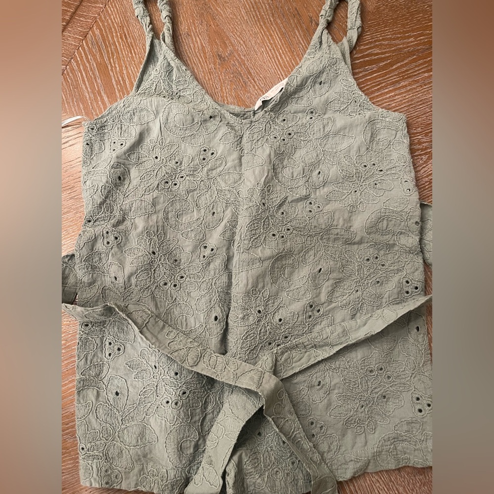 Zara Green Embroidered Romper